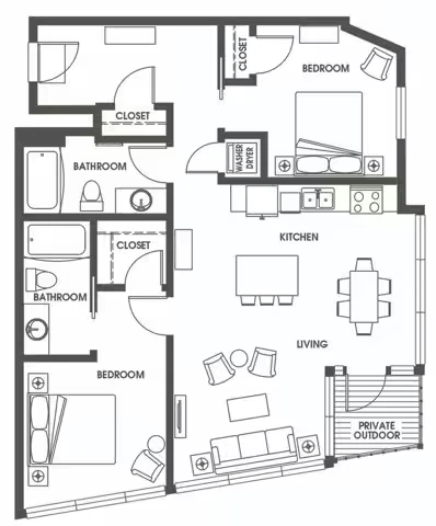 Two Bedroom Two Bath B7 301 floor plan